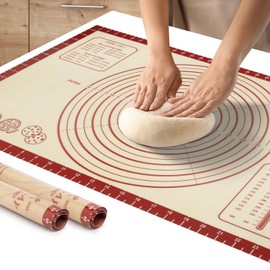 Zulay Kitchen 2-Pack Silicone Baking Mat Sheet - Reusable Silicone Baking Sheet - Easy & Convenient Nonstick Baking Supplies - Silicone Mats for Baking - Baking Mat For Oven - 16.5"x11.6" (Light Red)