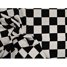 Printed Liverpool Textured Fabric 4 Way Stretch Checkered Black White P170