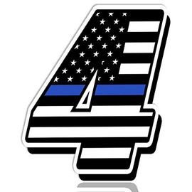 Number № 4 Sticker Decal Racing Race Rally Motorcycle Motorbike Sport Bike Motocross Helmet Door Window American USA Thin Blue Line Flag N 264