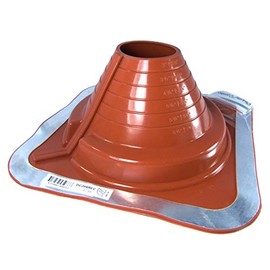 #4 (DC204REC) DEKTITE Square Base Combo Pipe Flashing Boot: RED High Temp Silicone Square Base Flexible Pipe Flashing Dektite