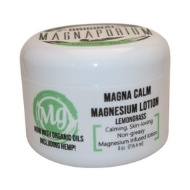 Magna Calm Handmade Magnesium Lotion with All Organic Oils - 275 mg/TSP - Zechstein Seabed Magnesium Minerals (Lemongrass)