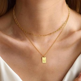 Gold Initial Pendant Necklace 18K Gold Plated Alphabet Letter Pendant Choker Hip Hop Chain Iced Out Miami Cuban Link Chain for Women Trendy Rapper Jewelry (Gold)
