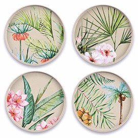 Tarhong TT20749072 Palermo Tropical Salad Plate Assortment, Set of 4, 8.7 inches (22 cm), Dishes, Break-Resistant, Melamine Tableware, Plastic, Dishwasher Safe, One-Plate, Stylish, Cute, Lightweight,