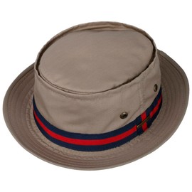 Stetson Classic Band Pork Pie Cloth Hat Men - Cotton Sun with Grosgrain Band, Summer Spring-Summer - L (58-59 cm) Beige