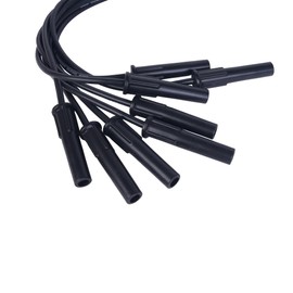 RLP Silicone Spark Plug Wires Set 8.0mm Black Ford FE Long Version Fit for Ford FE 332, 352, 360, 390, 406, 410, 427,428 Fit BBF Ford HEI 351C, 351M, 400M, 429,460 V8 Engine-Pack of 8