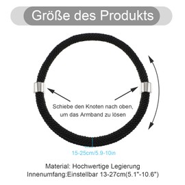 AOZUO Men's Sailing Rope Bracelet, Adjustable Bracelets, Black Nautic Braided Nylon Surfer Bracelet for Surfers, Everyday, Outdoor, Leisure, Men and Women (15-30 cm)