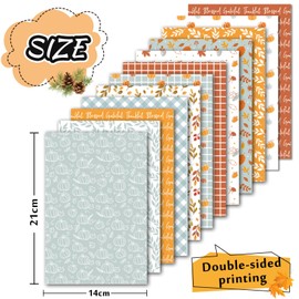 Whaline 60 Pcs Fall Pattern Paper Autumn Leaves Pumpkin Plaid Waves Craft Paper Orange Blue Origami Double Sided A5 Paper For Holiday Thanksgiving Harvest DIY Card Making Scrapbook Photo Album Decor