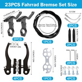 Bicycle Brake Set, Bicycle Brakes, Aluminium Bicycle Brake, V Brake Set, V Brake Set, Bicycle Front Rear Brake Arms for Most Bikes, Road Bikes, MTB, BMX (Black)