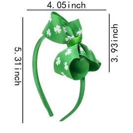Kefley St Patrick's Day Shamrock Headband for Girls Green Clover Hair Bow Accessories Bowknot headband Hairband Headpiece for St. Patrick's Day Party Festival Bows for Hair