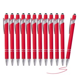 Actsun Red Pens, 12 Pcs Gel Pens Fine Point Smooth Writing Pens, Gel Ink Pens with Screens Touch Stylus Tips, Red Gel Ink Pens 0.7 Mm Pens Gift Office Desk Accessories, Motivational Stylus Pens