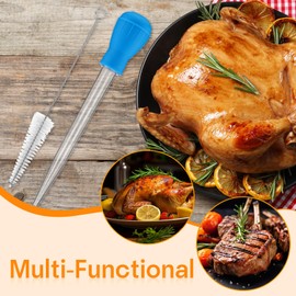 Boao 14 Pcs Turkey Baster Set 11 Inch Syringe Baster with Rubber Bulb, Basting Brush, Cleaning Brush for Cooking, Butter Drippings, Glazes, Roasting Juices, BBQ Grill, Baking (Vibrant Color)