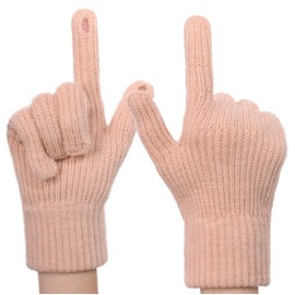 QICEDER Winter Gloves Touchscreen Gloves Knitted Finger Gloves Sport Warm and Windproof Winter Gloves for Skiing Cycling Suitable for Men and Women, pink