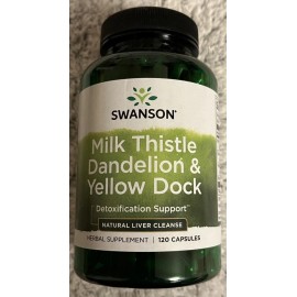 Swanson Health Products 120 Caps Swanson Milk Thistle, Dandelion, Yellow Dock, Beet Root Detoxify Liver