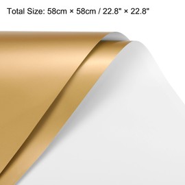 sourcing map 10 Pcs Double Sided Color Flower Wrapping Paper White+Gold 22.8"x22.8" Waterproof for Florist Bouquet Supplies, DIY Crafts, Gift Box Packaging