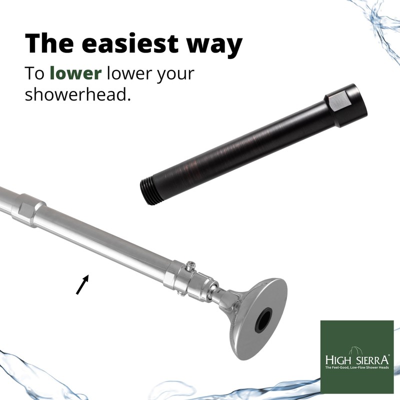 High Sierra Showerheads Bronze E-Z Reach Solid Metal Shower Arm