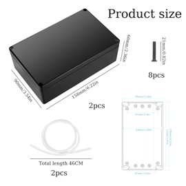 DBALL 2 x Junction Box No Ear Plastic Housing 158 x 90 x 60 mm Black Junction Box Waterproof Electronic Project Box Housing for Electrical Accessories