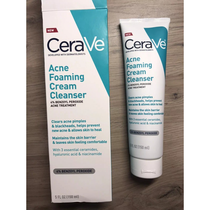 Cerave Acne Foaming Cream Cleanser | 4% Benzoyl Peroxide Acne