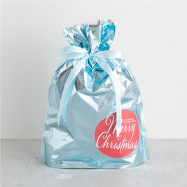 HEADS AM-ABL-RBS1 Christmas Wrapping Set, 13.8 x 18.9 x 4.7 inches (35 x 48 x 12 cm), S, Blue, 1 Piece, Ribbon Drawstring Bag with Seal,