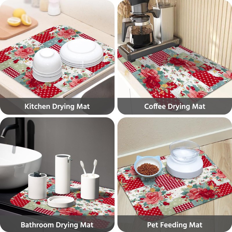 Dish Drying Mat for Kitchen Counter 16x18 Inch, Super Absorbent