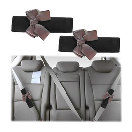 KANDUJIMU 2 Pcs Bow Tie Auto Seat Belt Cover, Soft Ice Silk Car Seatbelt Shoulder Pad for a More Comfortable Driving, Safety Strap Neck Cushion Protector, Car Accessories for Adult Kid