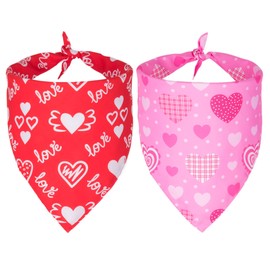 ADOGGYGO Valentine's Day Dog Bandana, Multiple Sizes Offered, Triangle Dog Scarf Valentine Day Bandana for Medium Large Dogs (Large, Valentine's Day)