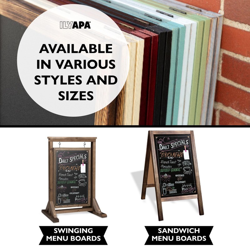Ilyapa Rustic Double Sided Swinging Chalkboard Sidewalk Sign - Barnwood