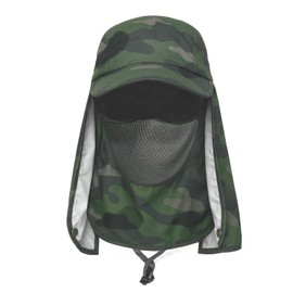 [レタヤ] メンズ 日よけ帽子 紫外線防止 キャップ 作業 フェイスカバー アウトドア メッシュ UPF50 迷彩柄 (JP, 数字サイズ, 56.0 cm, 64.0 cm, グリーン)