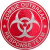Zombie Outbreak Response Team Sticker 4" x 4" Red Stained Glass