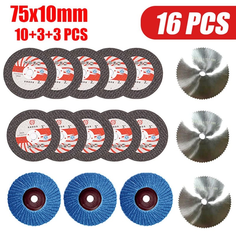 Bumdenuu 16pcs 75X10Mm Angle Grinding Wheel Set Wood Metal Cutting