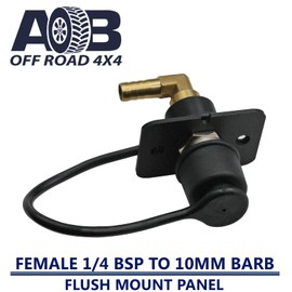 Flush Mount Air Fitting 90 degree female 1 bsp to 10mm Barb compressor tyre inflation tank deflate with Black Cap