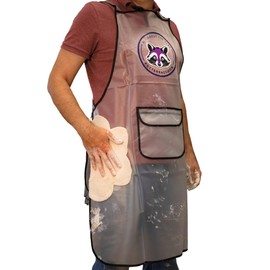 Potterraccoon Waterproof Pottery and Painting Apron for Men and Women – Adjustable, TPU Material with Pockets, Ideal for Artists, Chefs, and Crafters, Ivory