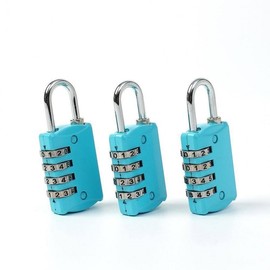Anti-theft Blue 4-Digit Combination Padlock (A) 3-Piece Set Home Safety