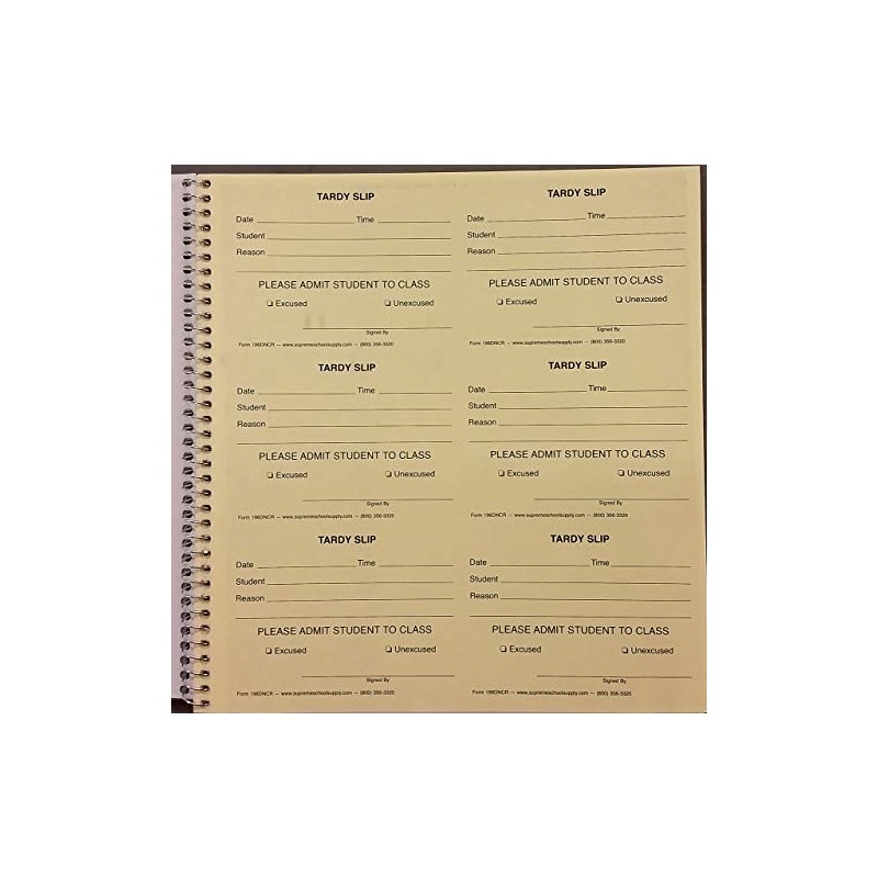 Tardy Slip Book with Carbonless Duplicates 196D-NCR