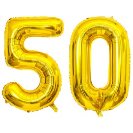Gold Number Balloons Birthday Balloons - Giant Gold Number 50 Balloon 40 inch, Numbers Balloon 10th Birthday Decorations, Gold Party Supplies for Women Men