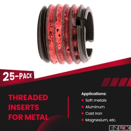 E-Z LOK Threaded Insert for Metal 12L14 Carbon Steel Thread Inserts 5/8-18 Internal Threads, 7/8-9 External Threads, 0.687" Length Pack of 5
