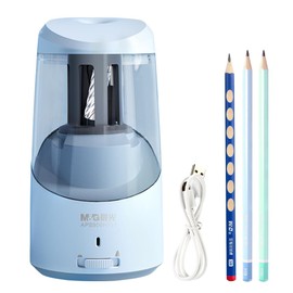 M&G Blue Electric Pencil Sharpener, Portable Automatic Pencil Sharpener for Colored Pencils, Auto Stop, Super Sharp & Fast, USB Operated for 6-8mm Pencils for Kids, School, Office, Home (Blue)