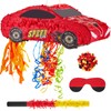4 Pcs 15.7 Inch Race Car Piñata with Pull Strings,