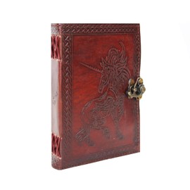 Handmade Vinatge Leather Journal Notebook Personal Diary for Creative Writing Artists Poets Unicorn Embossed Lockable Secret Daily Planner