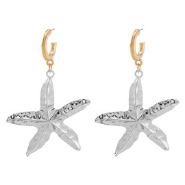 Shell Dangle Earrings for Women，Starfish Dangle Earrings，Boho Ocean Theme Earring，Summer Tropical Jewelry Gift，Beach Vacation Accessories for Women, Large, Metal, No Gemstone