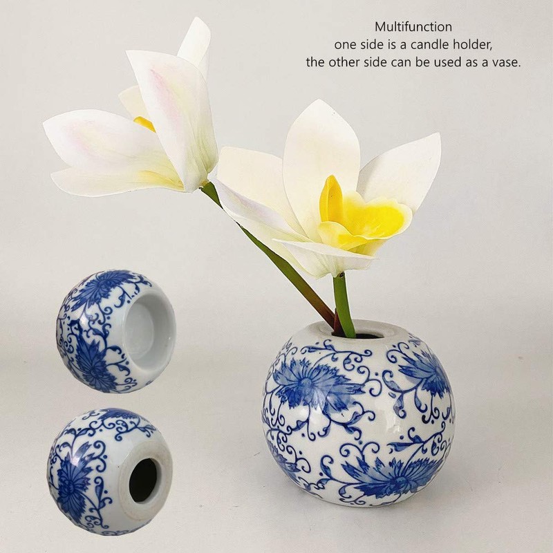 Porcelain Candle Holder Tealight Candleholders Blue and White Decorative Chinoiserie