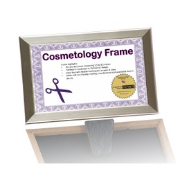 CreativePF- 8.5 by 5.5 inch Stainless Steel License Frames for Cosmetology Professionals - State Board License Holder Displays Certificates, Tax License and More - Self Standing with Hanger