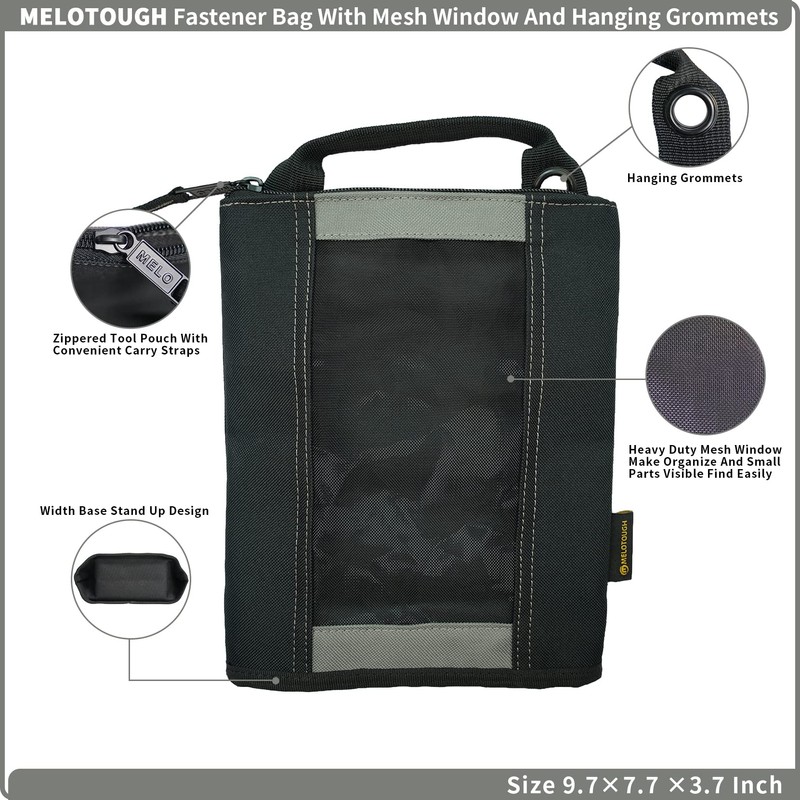 MELOTOUGH Fastener Bag Utility Canvas Zipper small tool bag Heavy