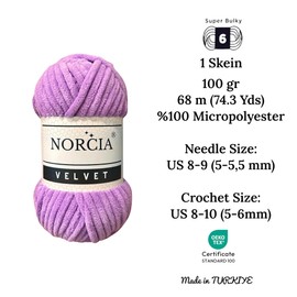NORCIA Soft Velvet Yarn Chenille Yarn for Crocheting Super Bulky Baby Blanket Yarn for Knitting Amigurumi Yarn Fancy Yarn for Crochet Weaving Craft (Lavender, 1 Skein)