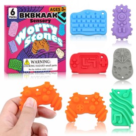 BKBKAAK Sensory Toys Silicone Worry Stones 6 Packs - Fidget Toys for Autism Kids & Adults, Anxiety Relief Tools with Unique Shapes for School / Office Use, Calming Stress Toy & Fun Student Prizes