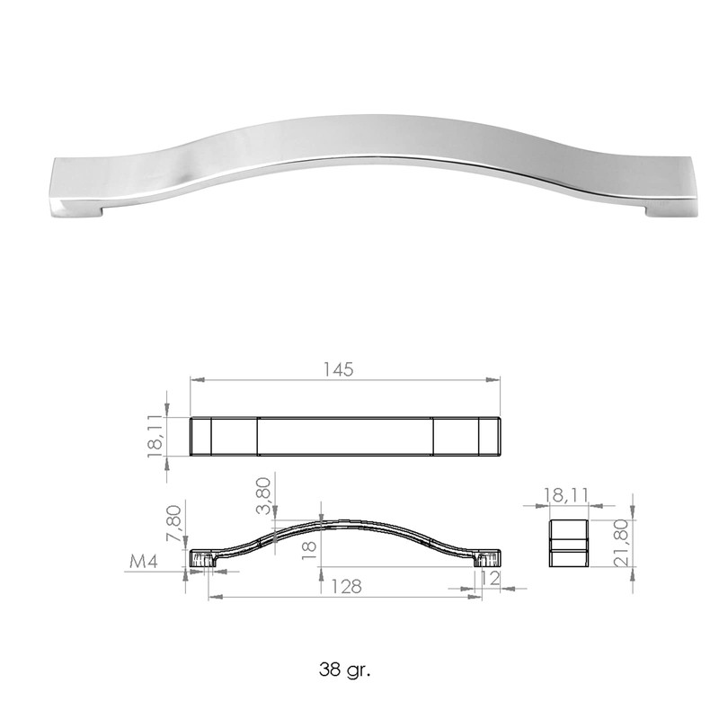 Decoranddecor Bow Style Polished Chrome Kitchen Bathroom Cabinet Door Drawer