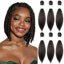 KAVSORAPI Braiding Hair 10 Inch Pre Stretched Hair Color 4 Short Straight Crochet Braids Yaki Texture Synthetic Hair 6 Packs (4#/Light Brown)