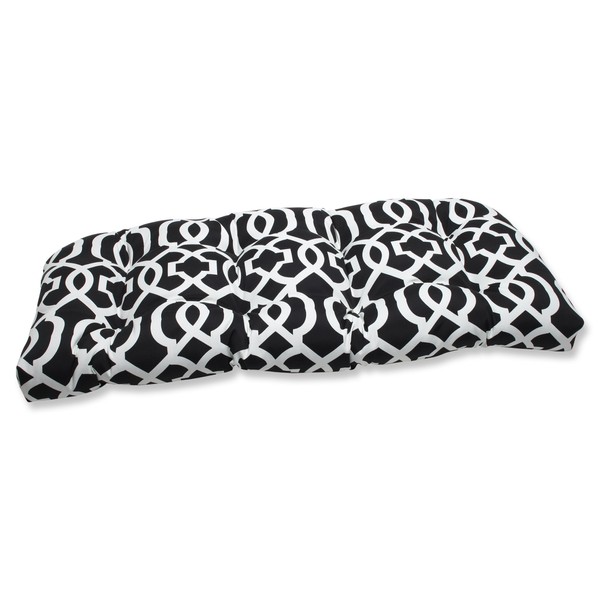 Pillow Perfect Outdoor/Indoor New Geo Tufted Loveseat Cushion, 1 Count (Pack of 1), Black/White