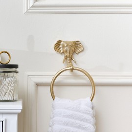 Melody Maison Metallic Gold Elephant Towel Ring