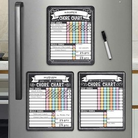 Hadley Designs Chore Charts Set of 3 for Multiple Kids:_Black & White Chalk