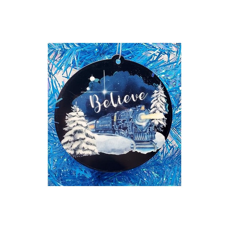 North Pole Express Train Themed Christmas Ornament - Believe
